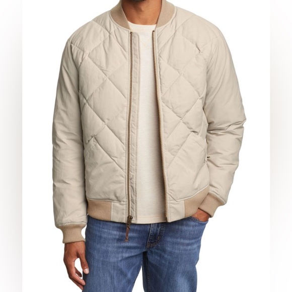 Beige Quilted Bomber Jacket - Picture 1 of 6